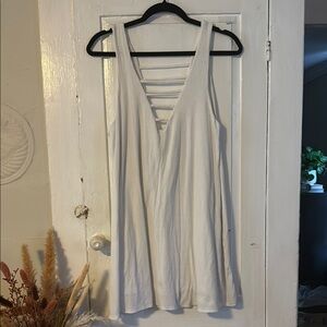 White Cotton Dress with Ladder Back